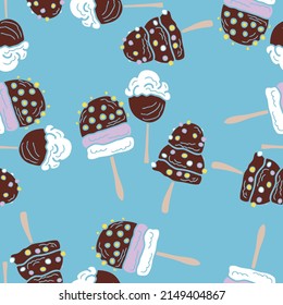 Seamless pattern of abstract chocolate ice cream