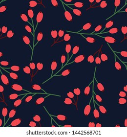 Seamless pattern with abstract Christmas florals.  Vector design for wrapping paper, textile. 