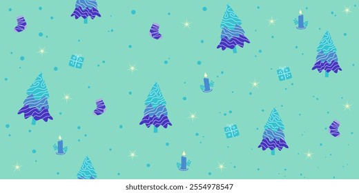 Seamless pattern abstract Christmas ornament celebration on green background