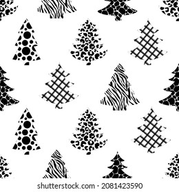 Seamless pattern Abstract Christmas tree vector illustration. Christmas tree animal spots
