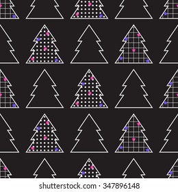 Seamless pattern of abstract christmas tree. Stylish winter forest background for the holiday. New year theme. Vector illustration.