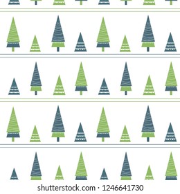Seamless pattern with abstract Christmas trees. Geometric ornament. Winter background. 