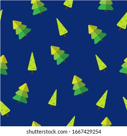 Seamless pattern with abstract christmas trees on blue background