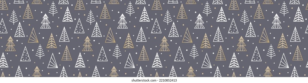 Seamless pattern with abstract Christmas trees. Wallpaper design. Panoramic header. Vector illustration