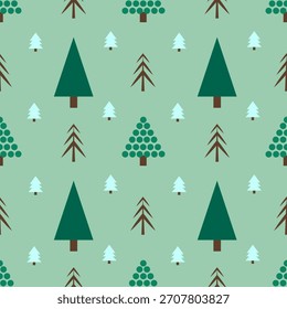 Patrón sin fisuras con árboles de Navidad Abstractas sobre un fondo verde