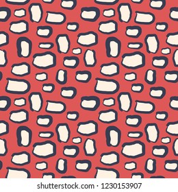 Seamless pattern abstract circle in red background. Animal fur skin texture pattern. Fabric textile print. Camouflage background wallpaper.