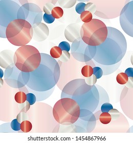 seamless pattern with abstract circles in blue and red colors