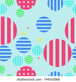 Seamless pattern  of abstract circles, stripes.