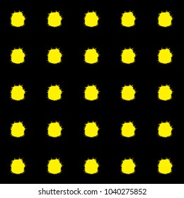 Seamless pattern, abstract circles yellow on black background, vector