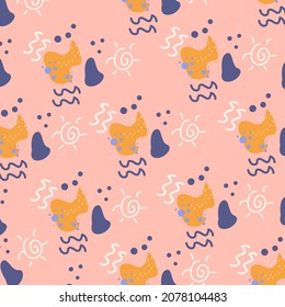 seamless pattern abstract cloud shape, rain and sunshine on a white background vector flat design