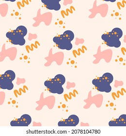 seamless pattern abstract cloud shape, rain and sunshine on a white background vector flat design
