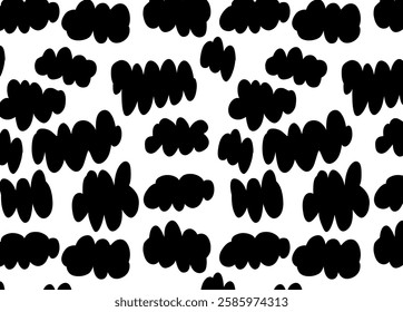 A seamless pattern of abstract clouds in black and white. Perfect for creating modern and stylish designs for backgrounds, wallpapers, and textiles