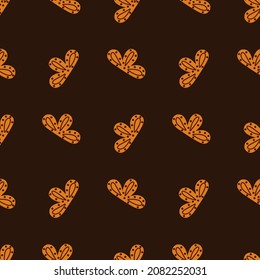 Seamless pattern abstract clouds on brown background. Vector geometric template in doodle style with scrawl. Soft texture for fabric, wrapping paper, wallpaper, tissue.