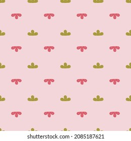 Seamless pattern abstract clouds on pink background. Vector geometric template in doodle style with scrawl. Gentle texture for fabric, wrapping paper, wallpaper, tissue.
