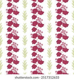 Padrão contínuo com aglomerados abstratos de cinzas de montanha e galhos, em um fundo branco.