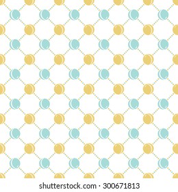 Seamless pattern. Abstract color background. Colourful texture with the repeating toy balls, dots, rhombuses. Vector element of graphic design