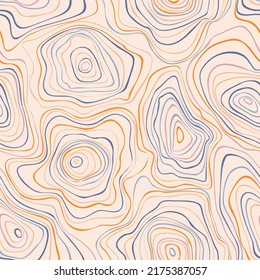 Seamless pattern from abstract color concentric stains liquid texture. Creative aesthetic background with stripes blots. Free design wavy stripes curved vector illustration.