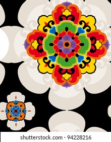 seamless pattern with abstract color flowers