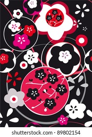 seamless pattern with abstract color leaf  in japan style