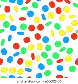 Seamless pattern of the abstract color medicine tablets