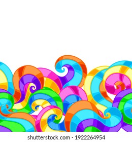 Seamless pattern with abstract colored swirls. Colorful shiny bright curls.