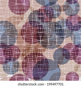 Seamless pattern of abstract colorful balloons under the grid