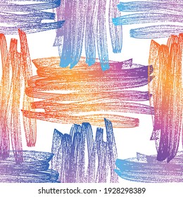 Seamless pattern of abstract colorful brush strokes