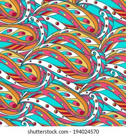 Seamless pattern with abstract colorful doodles