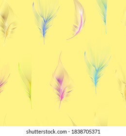 Seamless pattern with abstract colorful feathers.