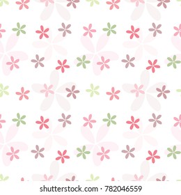 Seamless Pattern of Abstract Colorful Flowers on White Background