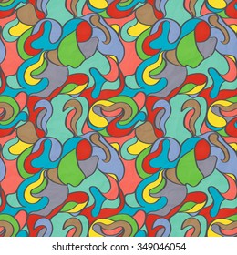 seamless pattern with abstract, colorful foliage ornament over paper texture. vector fashion backdrop design