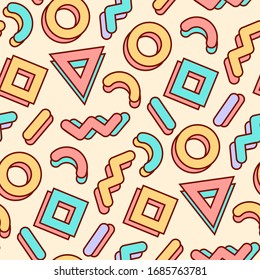 Seamless pattern of abstract colorful geometric shapes