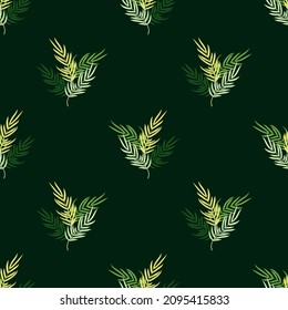 Seamless pattern in abstract colorful leaves of palm. Floral exotic background for textile, wallpaper, covers, surface, print, wrap, scrapbooking, decoupage. Trendy colors