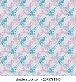 Patrón sin foco en hojas abstractas coloridas de palma. Fondo floral exótico para textiles, papel pintado, cubiertas, superficie, impresión, envoltura, scrapbooking, desacoplamiento. Colores de moda