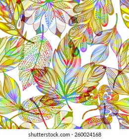 Seamless pattern with abstract colorful leaves. Vector, EPS10. 
