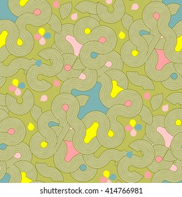 Seamless pattern with abstract colorful lines and abstract shapes. Stock vector.
