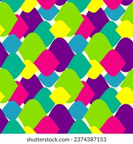 Seamless pattern with abstract colorful shapes, retro style, 90'
