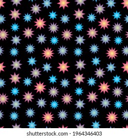 Seamless pattern of abstract colorful stars shapes
