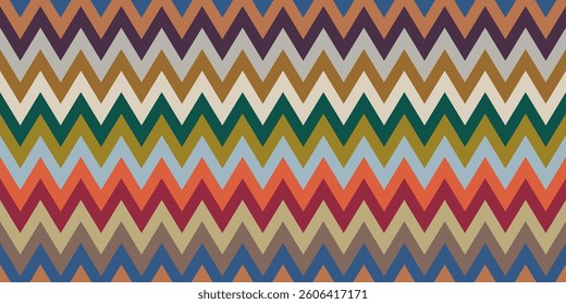 Seamless pattern of abstract colorful zigzag stripes, vector background, paper, wrapper, textile, wallpaper, fabric