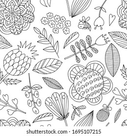 Seamless pattern with abstract colors. Handmade black and white pattern. Vector illustration. Design for textiles, postcards, and notebook covers.