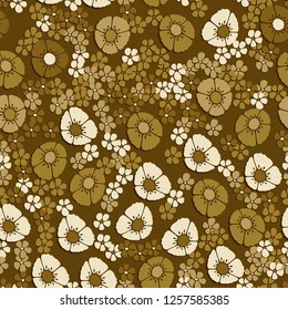 Seamless pattern. Abstract composition of flowers. The colors of gold.