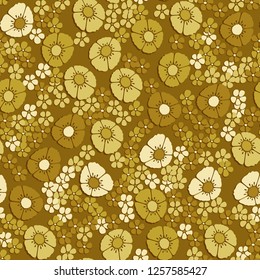 Seamless pattern. Abstract composition of flowers. The colors of gold.