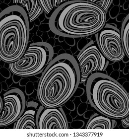 Seamless pattern with abstract concentric ellipse stones texture. Modern vector endless background.