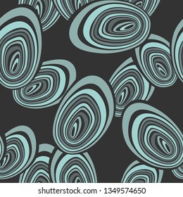 Seamless pattern with abstract concentric ellipse stones texture. Modern vector endless background.