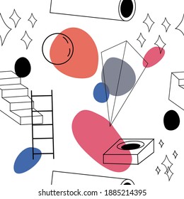 Dibujo vectorial contemporáneo contemporáneo abstracto y sin inconvenientes. Diseño para afiches, tarjetas, invitaciones, carteles, folletos, volantes, web.