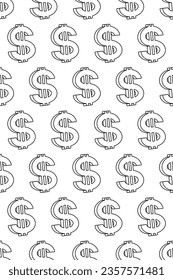 Seamless pattern of an abstract contour dollar symbol