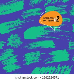 Seamless pattern abstract creative with brush strokes. Colorful background for printing brochure, card, poster, print, textile, magazines. Vector modern trendy design. Green and violet colors.
