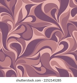 Seamless pattern with abstract curly floral ornament. Modern endless camo texture with drops and leaves. Vector background.