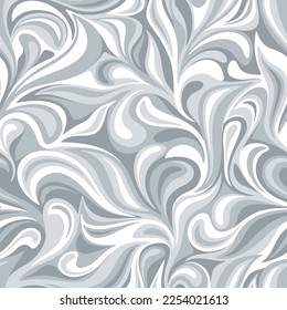 Seamless pattern with abstract curly floral ornament. Modern endless camo texture with drops and leaves. Vector background.