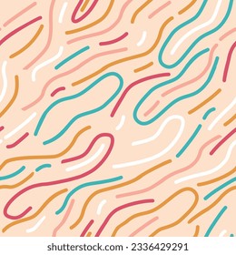 Seamless Pattern With Abstract Curve Colorful Lines, Creating A Dynamic And Modern Design Suitable For Textiles